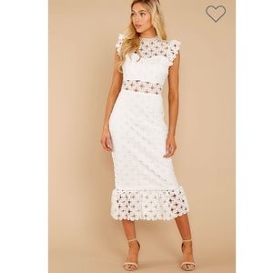 NWT White Crochet Midi Dress by Red Dress